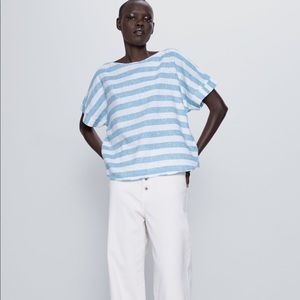 Striped rustic linen blouse